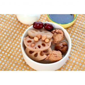 Nourishing Vegan Lotus Root Soup with Red Dates, Peanuts and Vegan Meat
